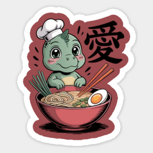 Dinosaur Ramen Noodles Japanese Kawaii Anime Sticker
