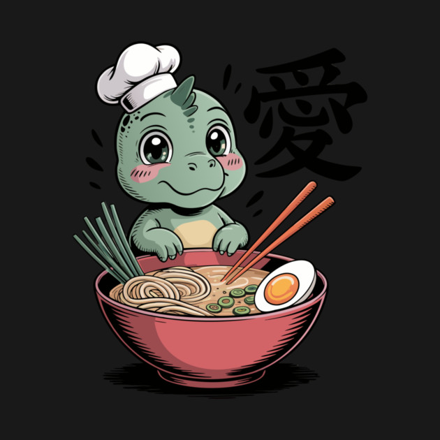 Dinosaur Ramen Noodles Japanese Kawaii Anime by The WYLD Tribe