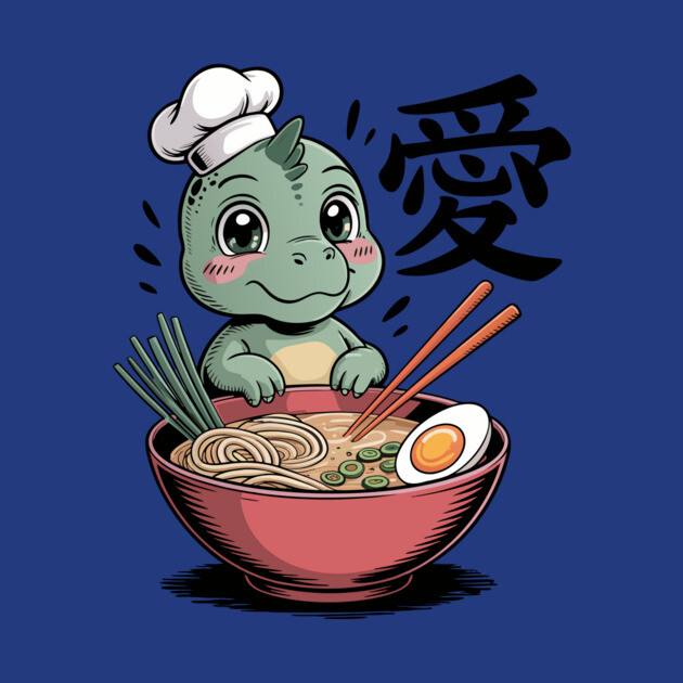 Dinosaur Ramen Noodles Japanese Kawaii Anime by The WYLD Tribe