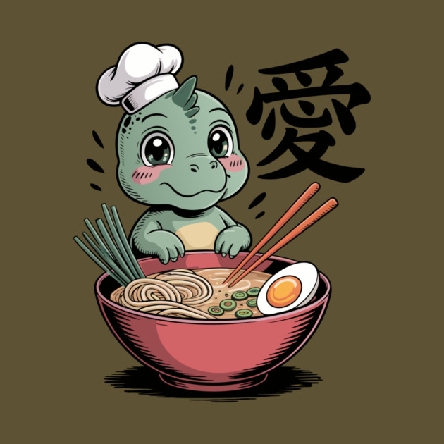 Dinosaur Ramen Noodles Japanese Kawaii Anime by The WYLD Tribe