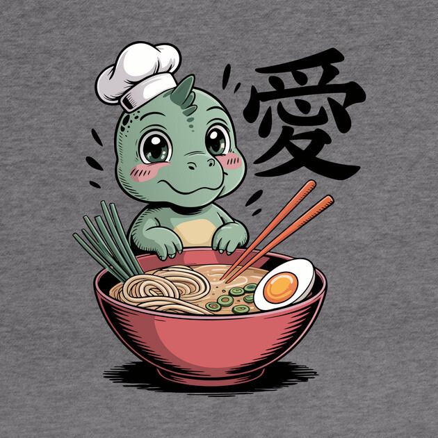 Dinosaur Ramen Noodles Japanese Kawaii Anime by The WYLD Tribe