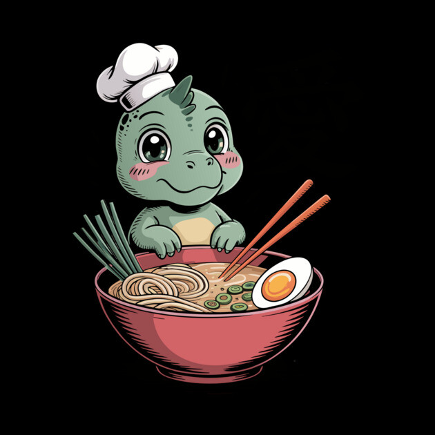 Dinosaur Ramen Noodles Japanese Kawaii Anime by The WYLD Tribe