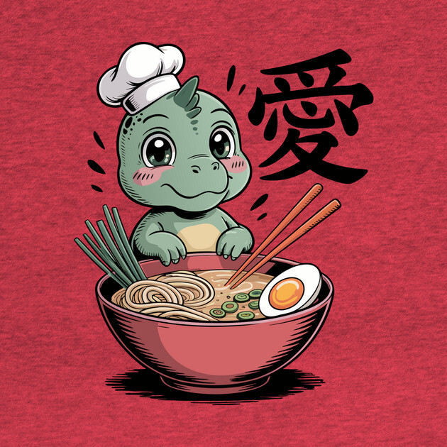 Dinosaur Ramen Noodles Japanese Kawaii Anime by The WYLD Tribe