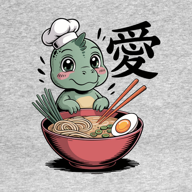 Dinosaur Ramen Noodles Japanese Kawaii Anime by The WYLD Tribe