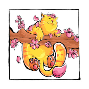 Cat and cherry blossom