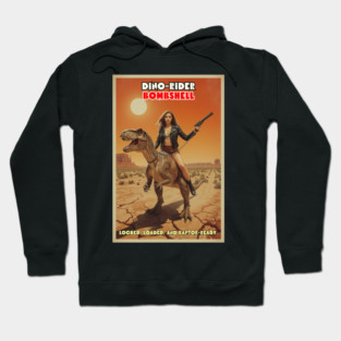 Dinosaur Rider Bombshell | Retro B-Movie Hoodie