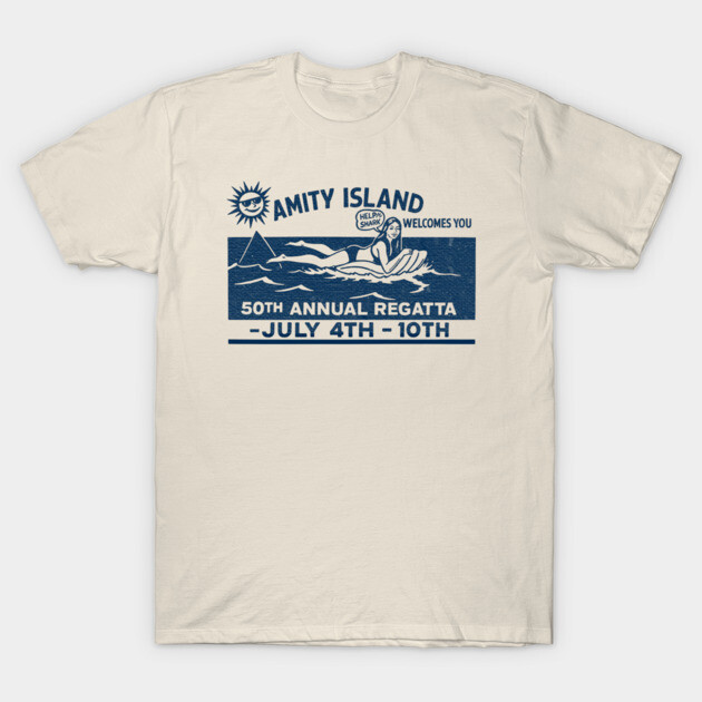 Amity Island 50th Regatta – Just Keep Swimming T-Shirt by Nerd Studios