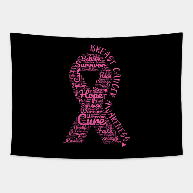 Breast Cancer Awareness Pink Ribbon With Positive Words Breast