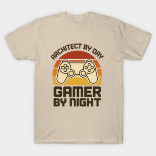 Dual Mode Architect Gamer Sunset Retro Style T-Shirt