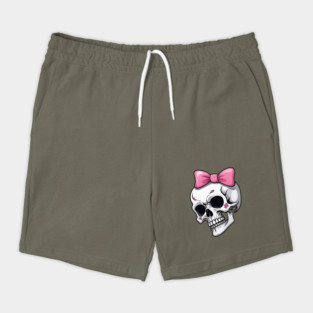 Girly Skull with Pink Bow Shorts