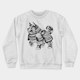showdown the samurai dog in kawaii pet armor design from japan in tribal art ecopop Crewneck Sweatshirt