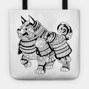 showdown the samurai dog in kawaii pet armor design from japan in tribal art ecopop Tote