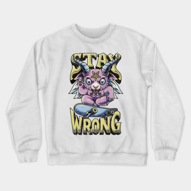 Cute Baphomet Skater Demon Crewneck Sweatshirt by Wrongteeshirt