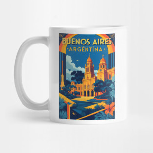 Buenos Aires Argentina Vintage Travel Retro Poster Design Mug