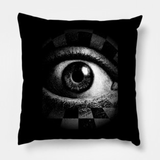 Checkerboard Eye - Surreal Concept Art for Chess Lovers Pillow