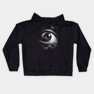 Checkerboard Eye - Surreal Concept Art for Chess Lovers Kids Hoodie