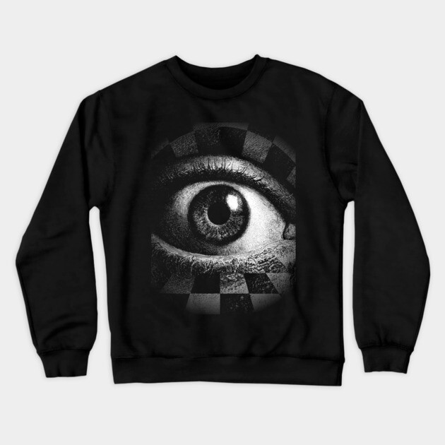 Checkerboard Eye - Surreal Concept Art for Chess Lovers Crewneck Sweatshirt by TuncGK