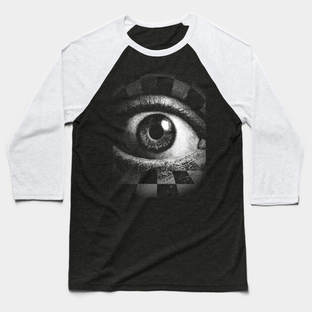 Checkerboard Eye - Surreal Concept Art for Chess Lovers Baseball T-Shirt by TuncGK