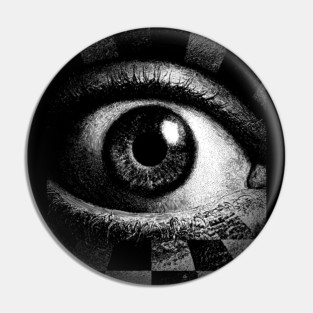 Checkerboard Eye - Surreal Concept Art for Chess Lovers Pin