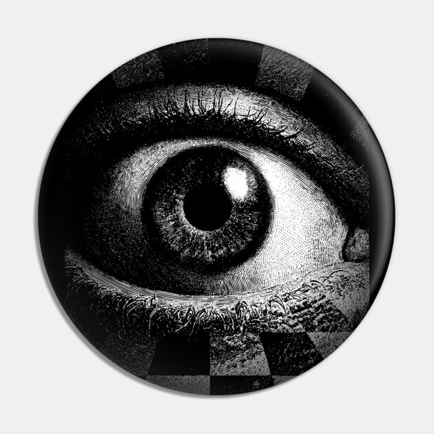 Checkerboard Eye - Surreal Concept Art for Chess Lovers Pin by TuncGK