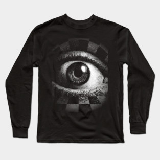 Checkerboard Eye - Surreal Concept Art for Chess Lovers Long Sleeve T-Shirt