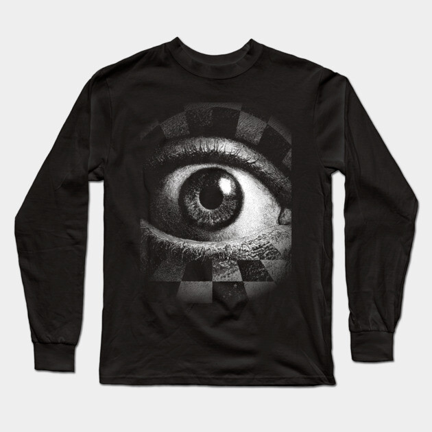 Checkerboard Eye - Surreal Concept Art for Chess Lovers Long Sleeve T-Shirt by TuncGK