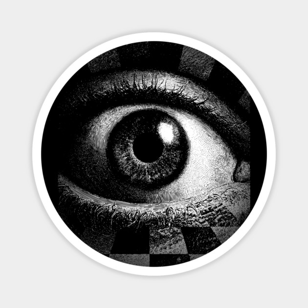 Checkerboard Eye - Surreal Concept Art for Chess Lovers Magnet by TuncGK