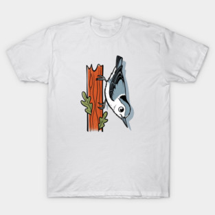 Nuthatch Bird – Rustic Woodland Oak Upside-Down T-Shirt