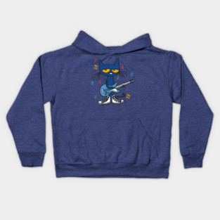 Pete The Cat Playing Blue Guitar Kids Hoodie