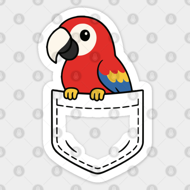Scarlet Macaw Pocket Pal Parrot Funny Colorful Parrot Art Sticker by Yesteeyear
