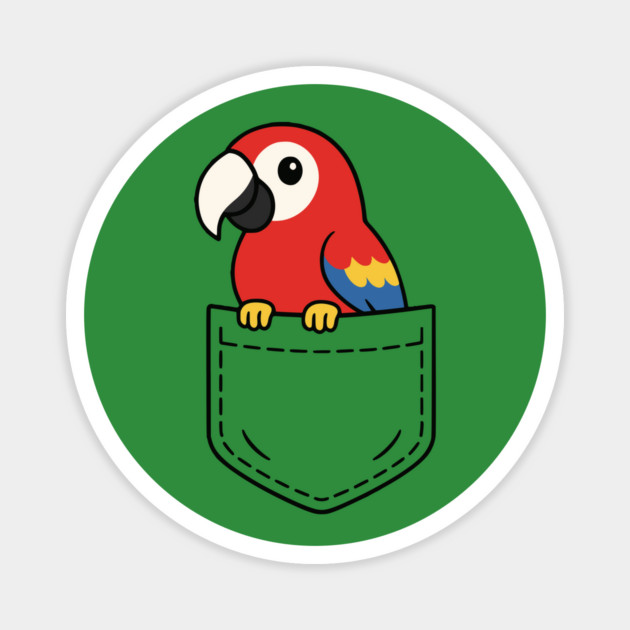 Scarlet Macaw Pocket Pal Parrot Funny Colorful Parrot Art Magnet by Yesteeyear