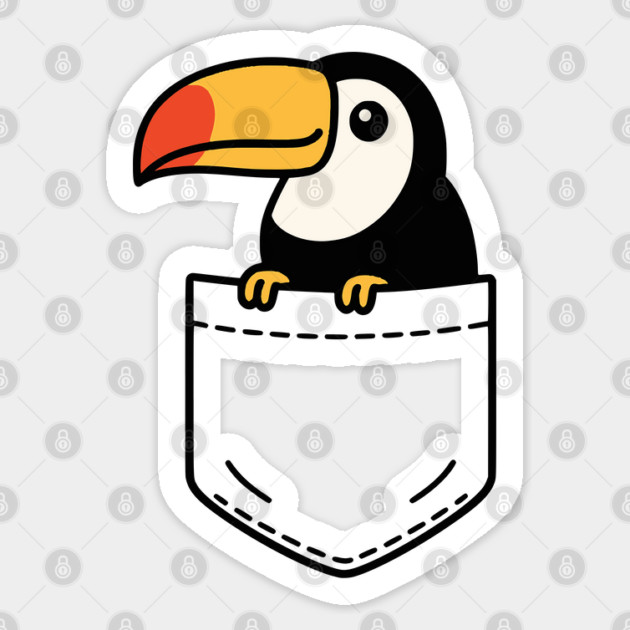 Funny Toucan Pocket Pal Cute Tropical Toucan Bird Lover Art Sticker by Yesteeyear