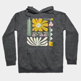 Fun Abstract Scandi Floral - yellow and green Hoodie