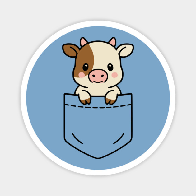 Cute Baby Cow Pocket Pal Calf Funny Cow Farm Animal Magnet by Yesteeyear