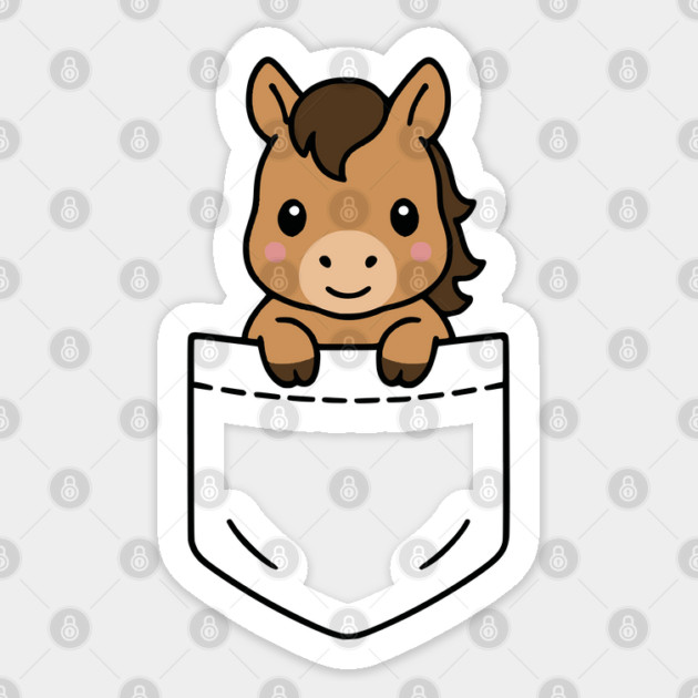 Cute Baby Horse Pocket Pal Baby Foal Funny Horse Farm Animal Sticker by Yesteeyear