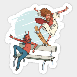 Skateboarding Jesus Sticker