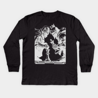 Chess Knight in Real Fight - Concept Art for Chess Lovers Kids Long Sleeve T-Shirt