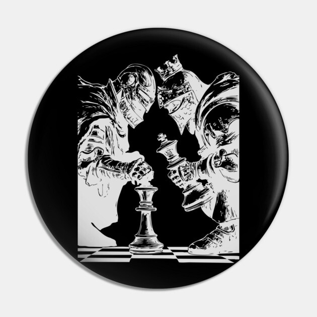 Chess Knight in Real Fight - Concept Art for Chess Lovers Pin by TuncGK