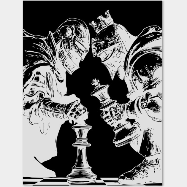 Chess Knight in Real Fight - Concept Art for Chess Lovers Wall Art by TuncGK