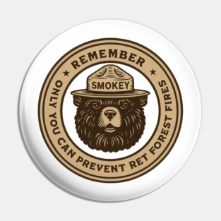 Remember Only You Vintage Smokey Bear Seal Retro Pin