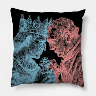 Game of Kings - Vintage Woodblock Chess Design Pillow
