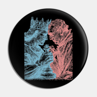 Game of Kings - Vintage Woodblock Chess Design Pin