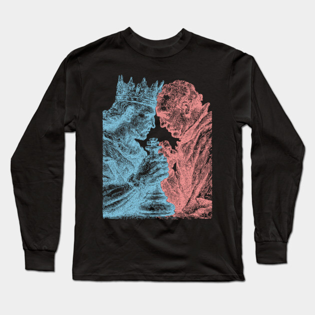 Game of Kings - Vintage Woodblock Chess Design Long Sleeve T-Shirt by TuncGK