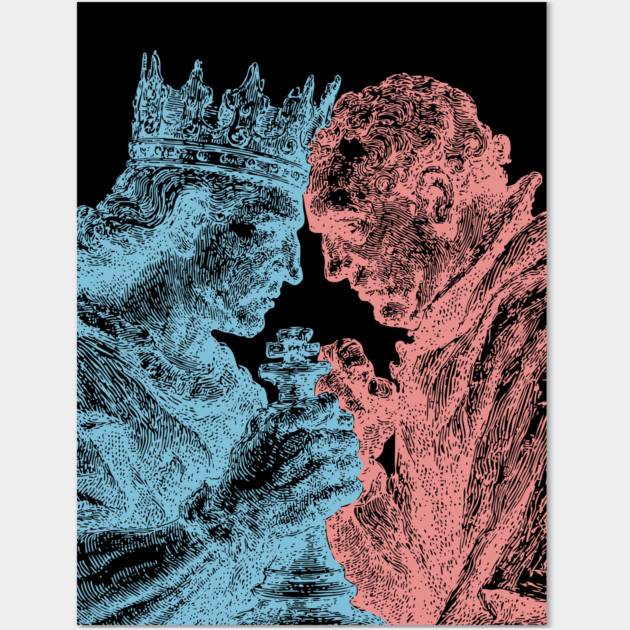 Game of Kings - Vintage Woodblock Chess Design Wall Art by TuncGK