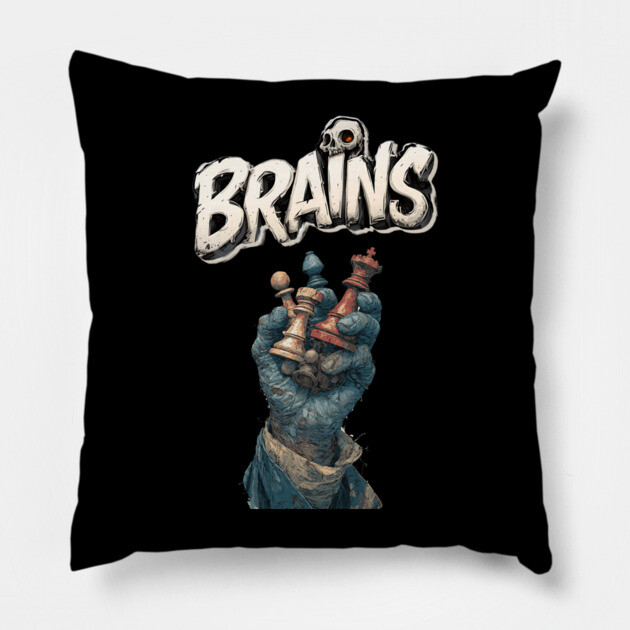 Zombie Wants to Play Chess - Halloween Special for Chess Lovers Pillow by TuncGK