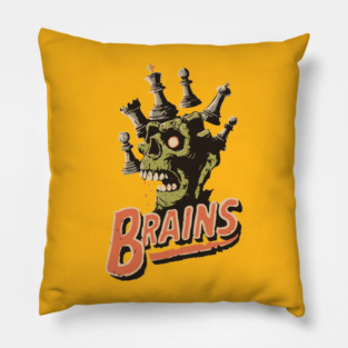 Zombie Chess Player Needs Brains! - Pop Art Halloween Gift Pillow