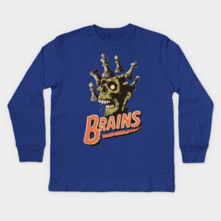 Zombie Chess Player Needs Brains! - Pop Art Halloween Gift Kids Long Sleeve T-Shirt
