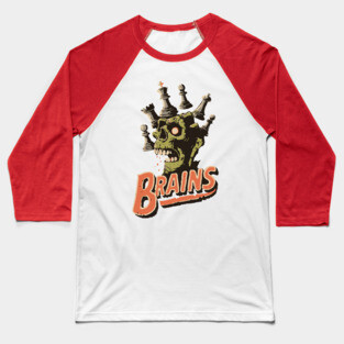 Zombie Chess Player Needs Brains! - Pop Art Halloween Gift Baseball T-Shirt
