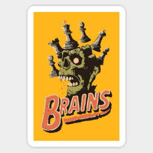 Zombie Chess Player Needs Brains! - Pop Art Halloween Gift Sticker