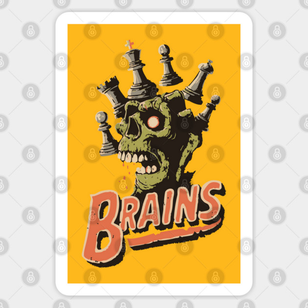 Zombie Chess Player Needs Brains! - Pop Art Halloween Gift Sticker by TuncGK